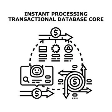 Instant processing transactional database core system vector Stock Illustration