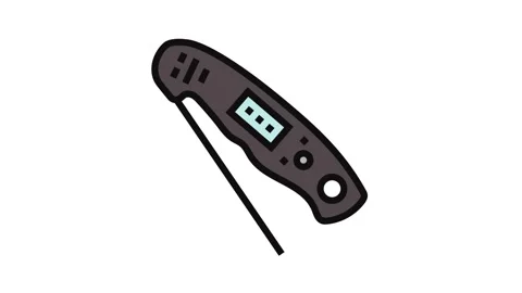 Instant read thermometer kitchen cookware color icon animation Stock Footage 326099657