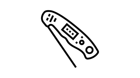 Instant read thermometer kitchen cookware line icon animation Stock Footage 326135935
