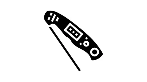 Instant read thermometer kitchen cookware glyph icon animation Stock Footage 326157758