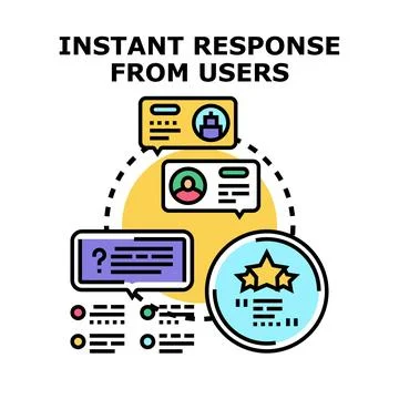 Instant response from users providing feedback and reviews Stock Illustration