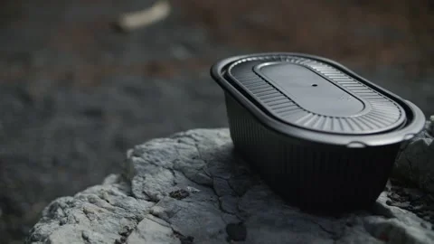 Instant rice lunch in a plastic box Stock Footage 293163986