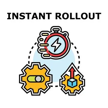 Instant rollout concept illustrating rapid deployment process 库存插图