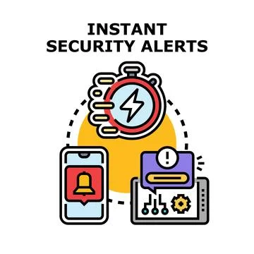 Instant security alerts and data protection system concept 스톡 일러스트