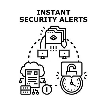 Instant security alerts protecting digital data network Illustrazione stock