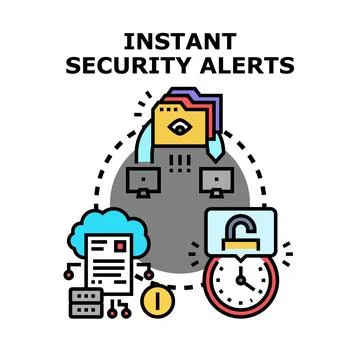 Instant security alerts protecting digital data network Stock Illustration