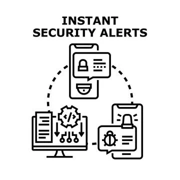 Instant security alerts system notifying digital device users Stock Illustration