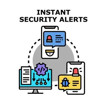 Instant security alerts system notifying digital device users Stock Illustration