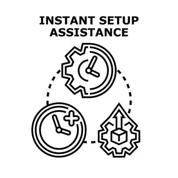 Instant setup assistance configuring quick service process Stock Illustration
