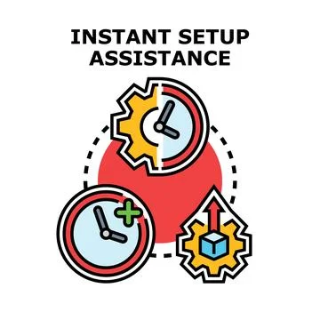 Instant setup assistance configuring quick service process Stock Illustration