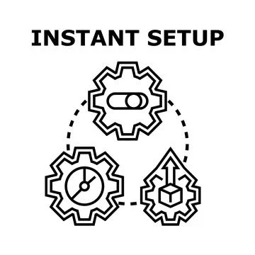Instant setup concept with gears process and technology symbols 스톡 일러스트