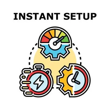 Instant setup process achieving quick configuration and fast speed Stock Illustration