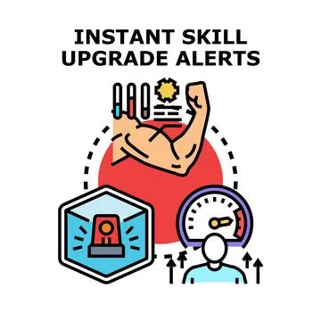 Instant skill upgrade alerts improving personal development performance Illustrazione stock