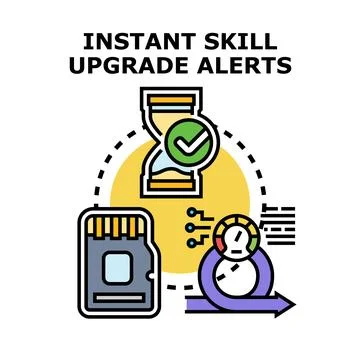 Instant skill upgrade process with learning alerts Stock Illustration