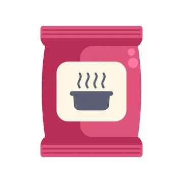Instant soup sachet packaging design flat icon Stock Illustration