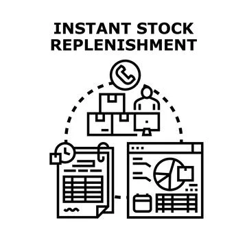 Instant stock replenishment system controlling inventory process Stockillustratie