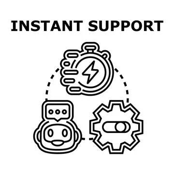 Instant support service with chatbot and fast assistance Stock Illustration