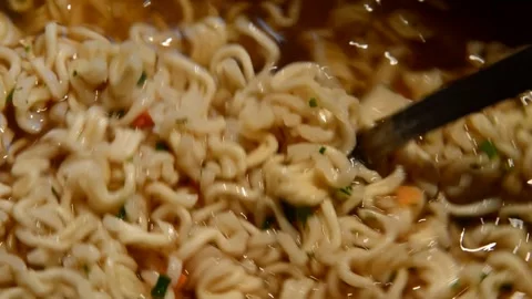 Instant vermicelli is being prepared Stock Footage 255854076