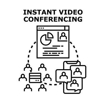 Instant video conferencing connecting distant people business communication 스톡 일러스트
