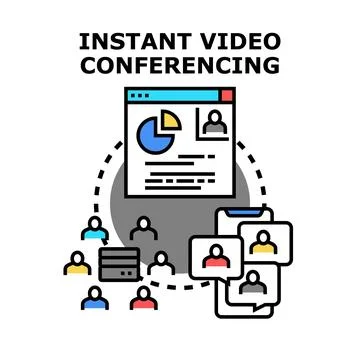 Instant video conferencing connecting distant people business communication Stock Illustration