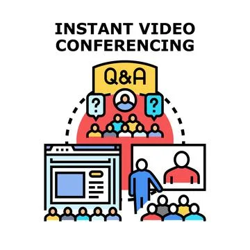 Instant video conferencing for online presentations and q and a sessions Illustrazione stock