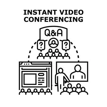 Instant video conferencing for online presentations and q and a sessions Illustrazione stock
