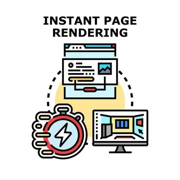 Instant web page rendering optimization speed concept Stock Illustration
