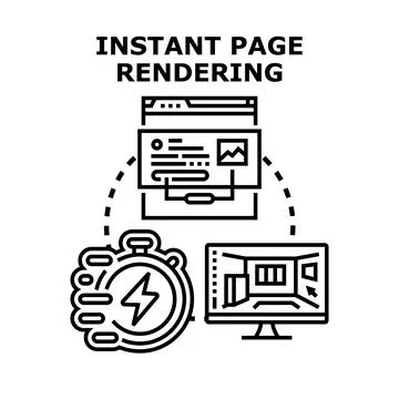 Instant web page rendering optimization speed concept Stock Illustration