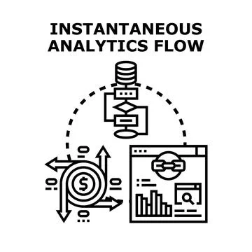 Instantaneous analytics flow optimizing business performance Ilustración de archivo