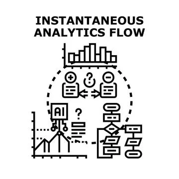 Instantaneous analytics flow process vector concept Stock Illustration