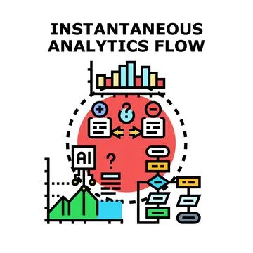 Instantaneous analytics flow process vector concept 스톡 일러스트