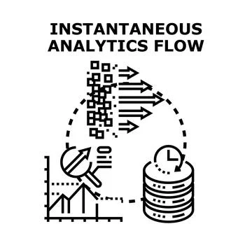 Instantaneous analytics flow processing real time data Illustrazione stock