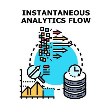 Instantaneous analytics flow processing real time data Stock Illustration