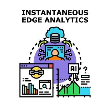 Instantaneous edge analytics processing data information concept Stock Illustration