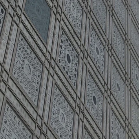 Institut Monde Arab, IMA, Paris - exterior facade design Stock Footage 69495529