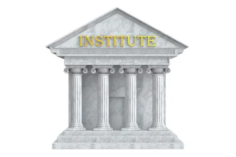 Institute building with columns, 3D rendering Ilustración de archivo