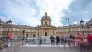 Institute De France In Paris From Pont Des Arts Timelapse Hyperlapse Stock Footage