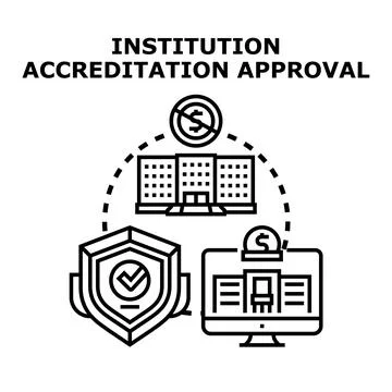 Institution accreditation approval concept with security and online applicati Stockillustratie