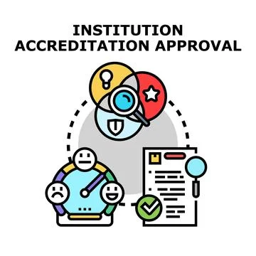 Institution accreditation approval process evaluating quality standard イラスト素材