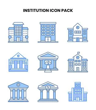 Institution Blue Design Icons Pack Ilustración de archivo