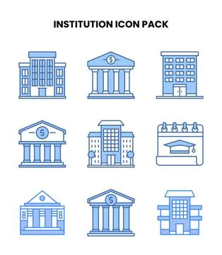Institution Blue Vector Icons Pack Ilustración de archivo
