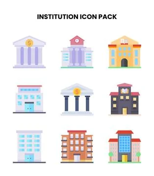 Institution Flat UI Icons Pack Stock Illustration
