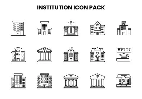 Institution Line Vector Icons Pack Ilustración de archivo