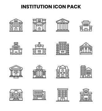 Institution Line Vector Icons Pack Ilustración de archivo