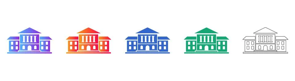 Institutional Building Icon Collection Ilustración de archivo
