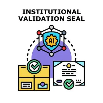 Institutional validation seal concept with ai technology Stock Illustration