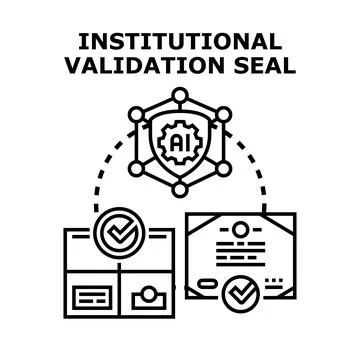 Institutional validation seal concept with ai technology Stock Illustration