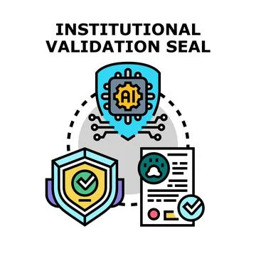 Institutional validation seal concept protecting data and documents Stock Illustration
