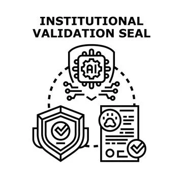 Institutional validation seal concept protecting data and documents Stockillustratie