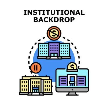 Institutions interacting in a financial backdrop concept Ilustração Stock
